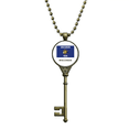 thumbnail image 1 of Outline Flag State Wisconsin Key Necklace Pendant Tray Embellished Chain, 1 of 3