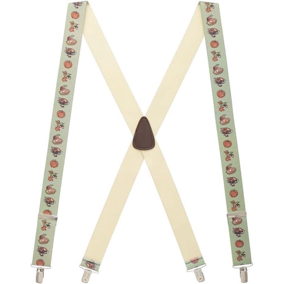 Suspender Store Novelty Thanksgiving Suspenders - 1.5-Inch Wide Elastic - X-Back - Clip - 3 Sizes