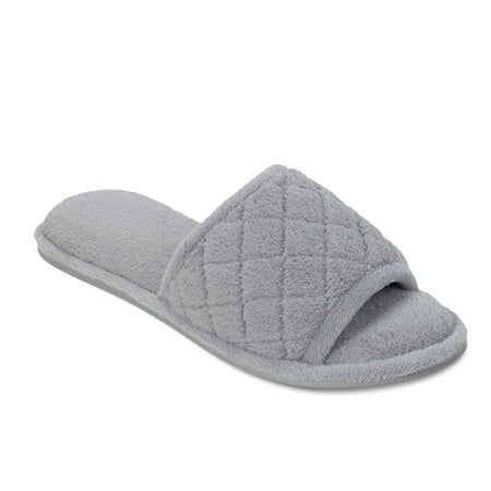 Dearfoams Microfiber Terry Quilted Women's Slide Slippers Color: Medium Gray Size: LARGE