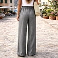 thumbnail image 4 of Favoffer Women's Linen Long Pants Solid Color Relaxed Fit Side Pocket Loose Casual Trousers All Season Versatile Bottom for Holiday Travel, 4 of 8