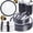 Black, variant on 350PCS Clear and Red Plastic Dinnerware Set for 50 Guests – 100 Red Disposable Plates, 50 Pre-Rolled Napkins, 50 Cups, and Cutlery – Party Supplies for Independence Day and Celebrations