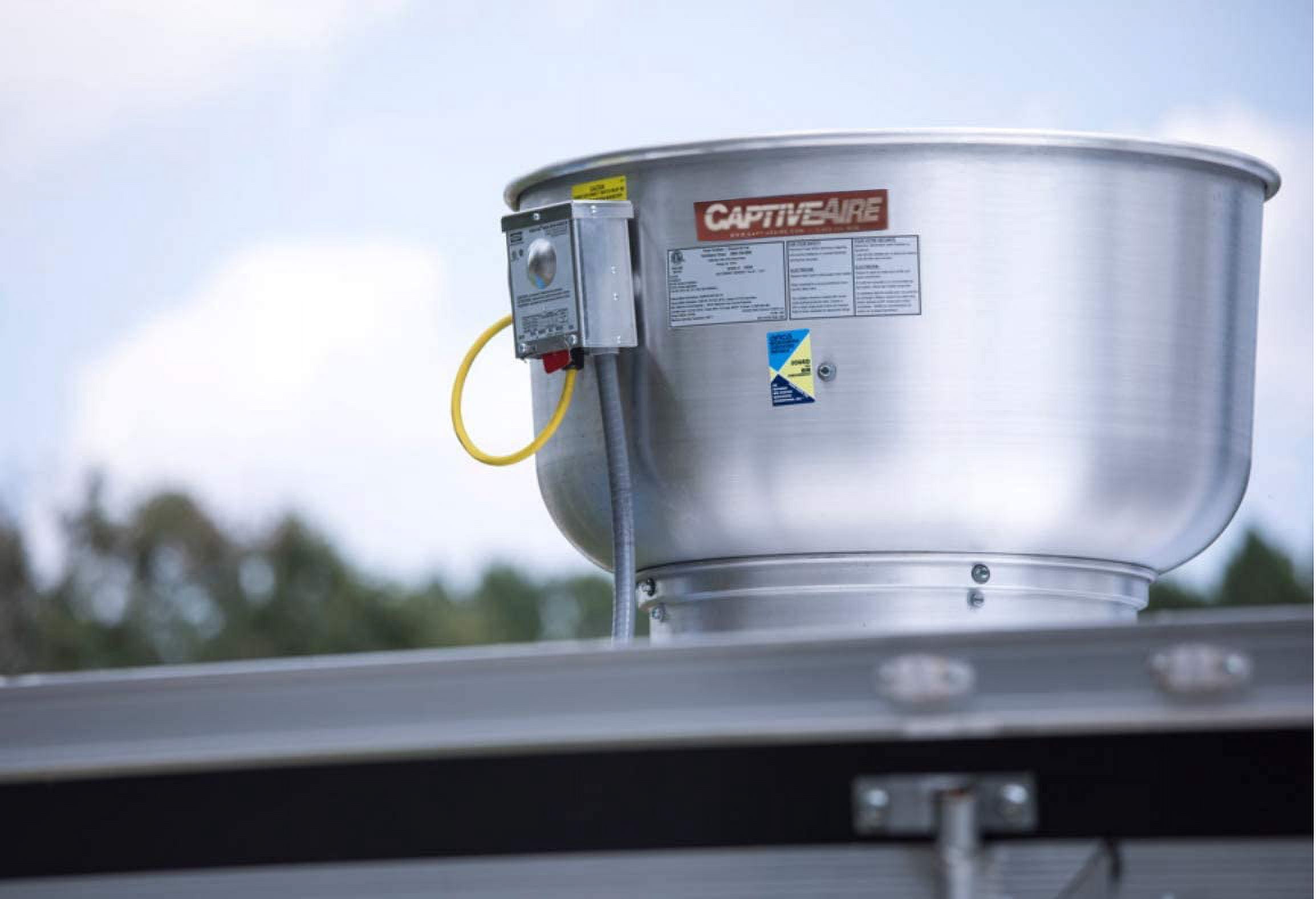 CAPTIVE-AIRE Food Truck Low Profile Exhaust Hood System Includes a stainless steel exhaust hood, an exhaust fan, an adjustable duct section, and installation hardware (4' Long Hood & Fan)