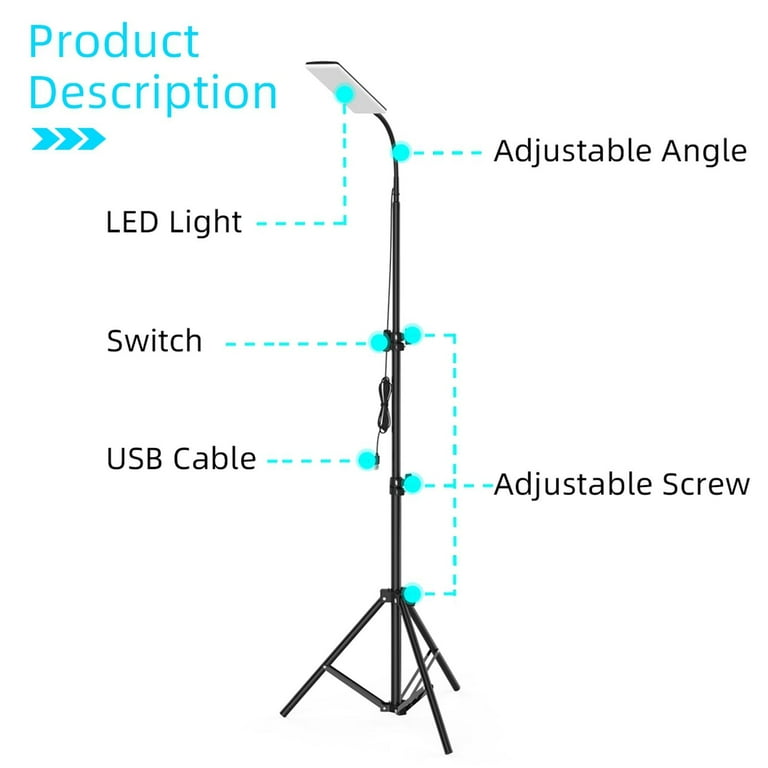 84LEDs 1680LM Adjustable LED Floodlight Desk Floor Lamp Portable Camping  Lantern Working Light Stand Outdoor Stand Fill Lighting