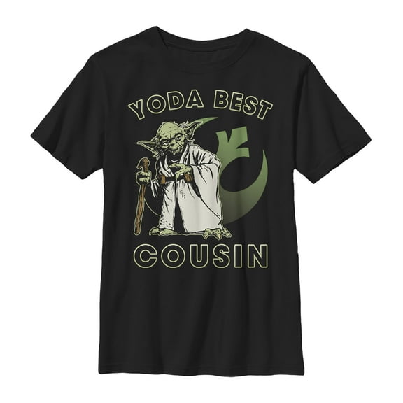 Boy's Star Wars Yoda Best Cousin Graphic Tee Black X Large