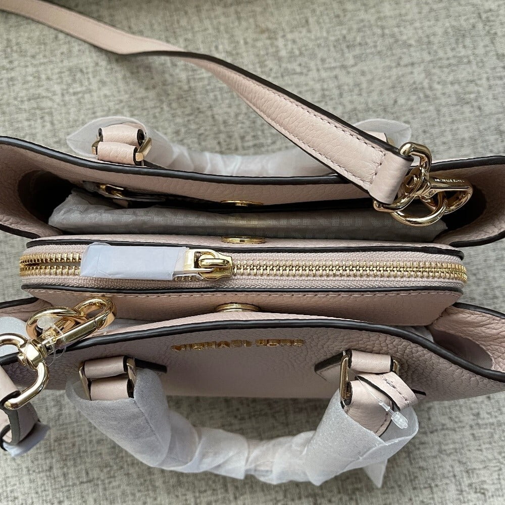 Michael Kors Women's Camille Small Pebbled Leather Satchel Handbag (Soft Pink)