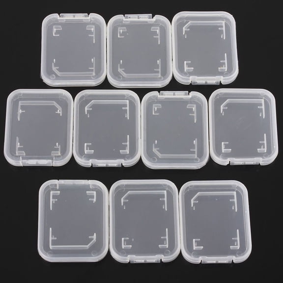 Yesbay 10Pcs Lightweight Clear Standard SD SDHC Memory Card Case Storage Holder Box Clear
