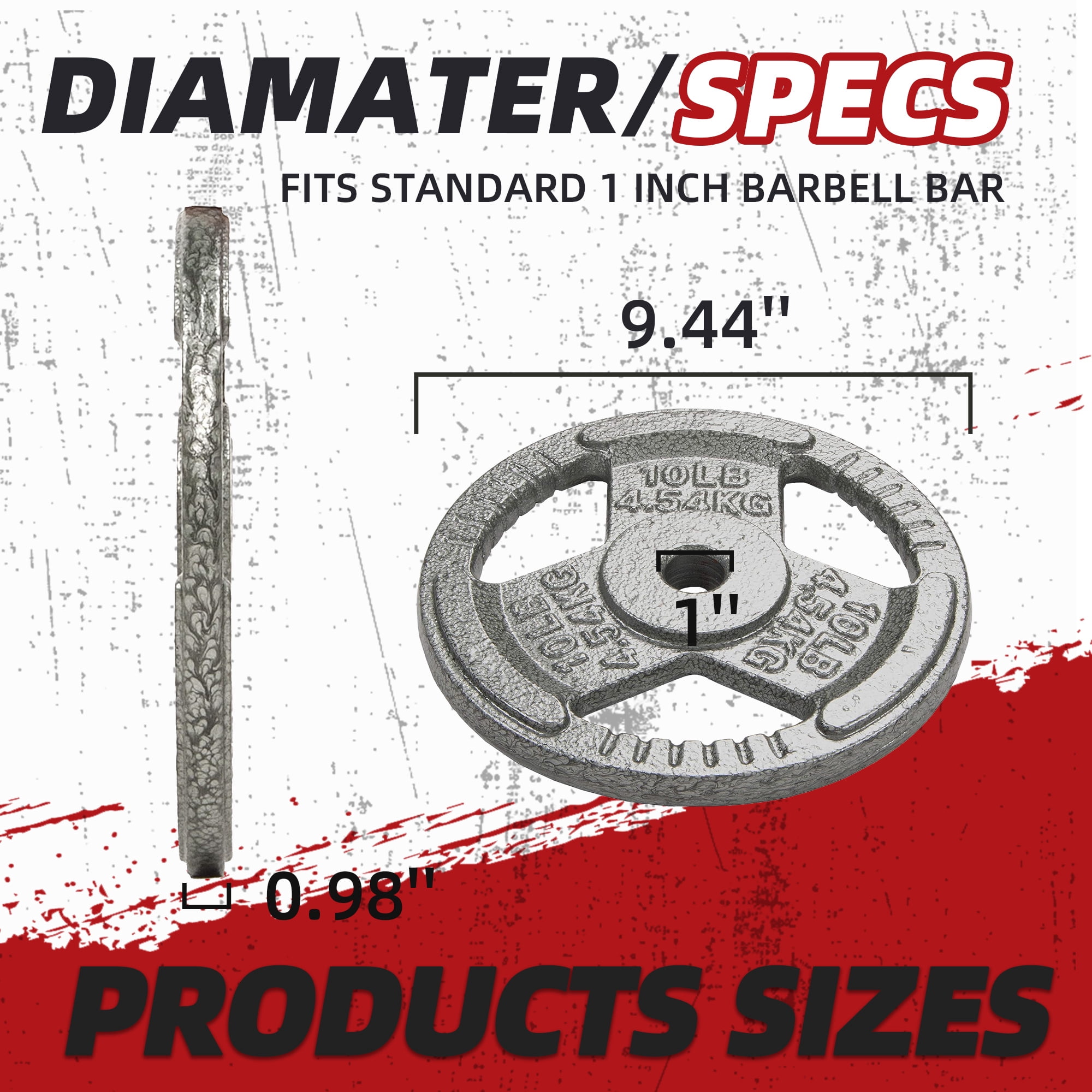 FlexWave 1" Solid Cast Iron Weight Plate Pair, Solid Cast Iron, 2.5-45 lb Full Specification, Dedicated to Standard Barbell Plates, Suitable for Home and Gym