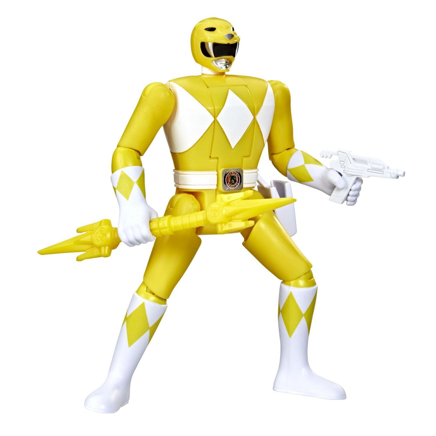 Power Rangers Retro-Morphin, figurine Ranger jaune, Trini, tête basculante, bande dessinée inspirée du jouet Mighty Morphin classique, dès 4 ans