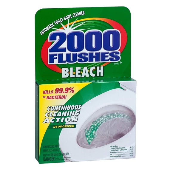 2000 Flushes Nettoyant Automatique pour Cuvette de Toilette Blue Plus Bleach, 1,25 OZ