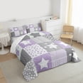 thumbnail image 3 of Feelyou Kawaii Stars Print Bedding Comforter Set, Dreamy Purple Cartoon Twin Comforter Sets, Teens Boys Girls Kids Reversible Bedding Set, Microfiber Bedroom Decor, 2pcs, 3 of 8