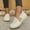 Beige, variant on Women's Slip-On Color Block Hollow Knit Walking Shoes, Round Toe Elastic Collar Breathable Footwear, Five Neutral Tone Light Non-Slip Daily Casual Sneakers(Yellow,5.5)