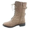 thumbnail image 2 of Pack-72 Women's Mid Calf Zipper Low Heel Combat Military Lace Up Boots Shoes, 2 of 2