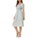 thumbnail image 4 of VESTIDO DE MUJER INSPIRE CHIC Con Escote Cuadrado Floral y Mangas Cortas Abullonadas Vestidos Midi de Primavera Verano Azul 2XL, 4 of 7