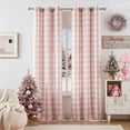 thumbnail image 7 of Flowpartex Buffalo Check Semi Sheer Curtain Panels Pink and White Plaid Textured Curtains Drapery, Farmhouse Grommet Window Drapes for Living Room Bedroom, 40"Wx63"L 2 Pieces, 7 of 7