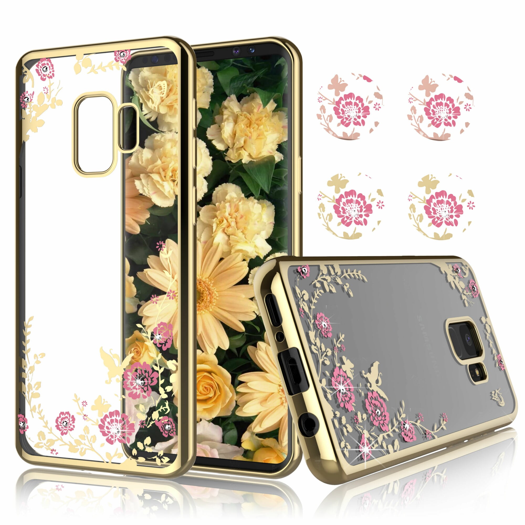 Galaxy S9 Case, Samsung S9 Fashion Case, Njjex Ultra Thin TPU Case With Bling Diamond Cover For Samsung Galaxy S9 Released on 2018 -Champagne Gold
