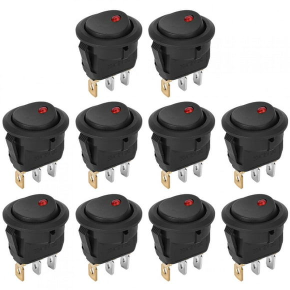Interruptor de clavija, interruptor SPST de encendido/apagado basculante redondo de 10 piezas Durabilidad extendida