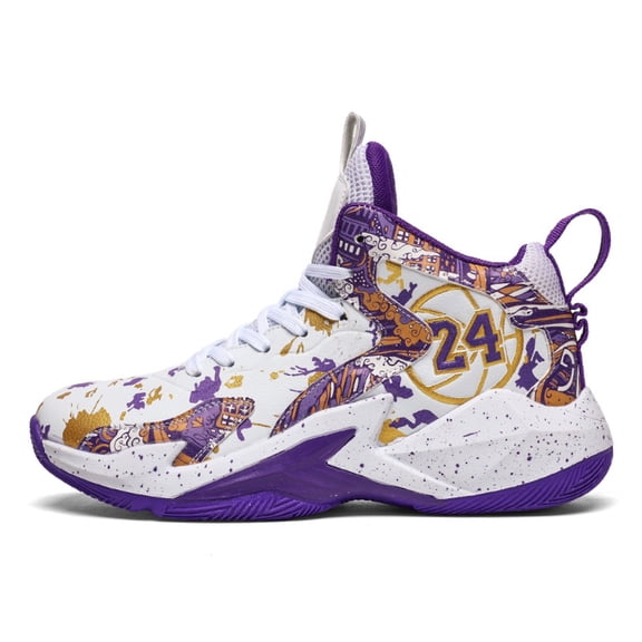 ChiVerve Youth Basketball Shoes - Breathable Athletic Sneakers for Boys Girls Teens | White Purple, 3 Kid