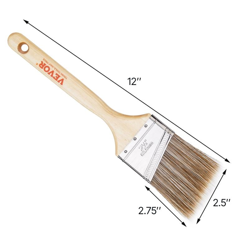 VEVOR Paint Brushes,  , 12 Piece Angle Paint Brush, Treated Wood Handle, Paint Brush Set for All Latex and Oil Paints & Stains, Wood Stain Brushes for Cabinets, Walls, Fences, Interior & Exterior Use