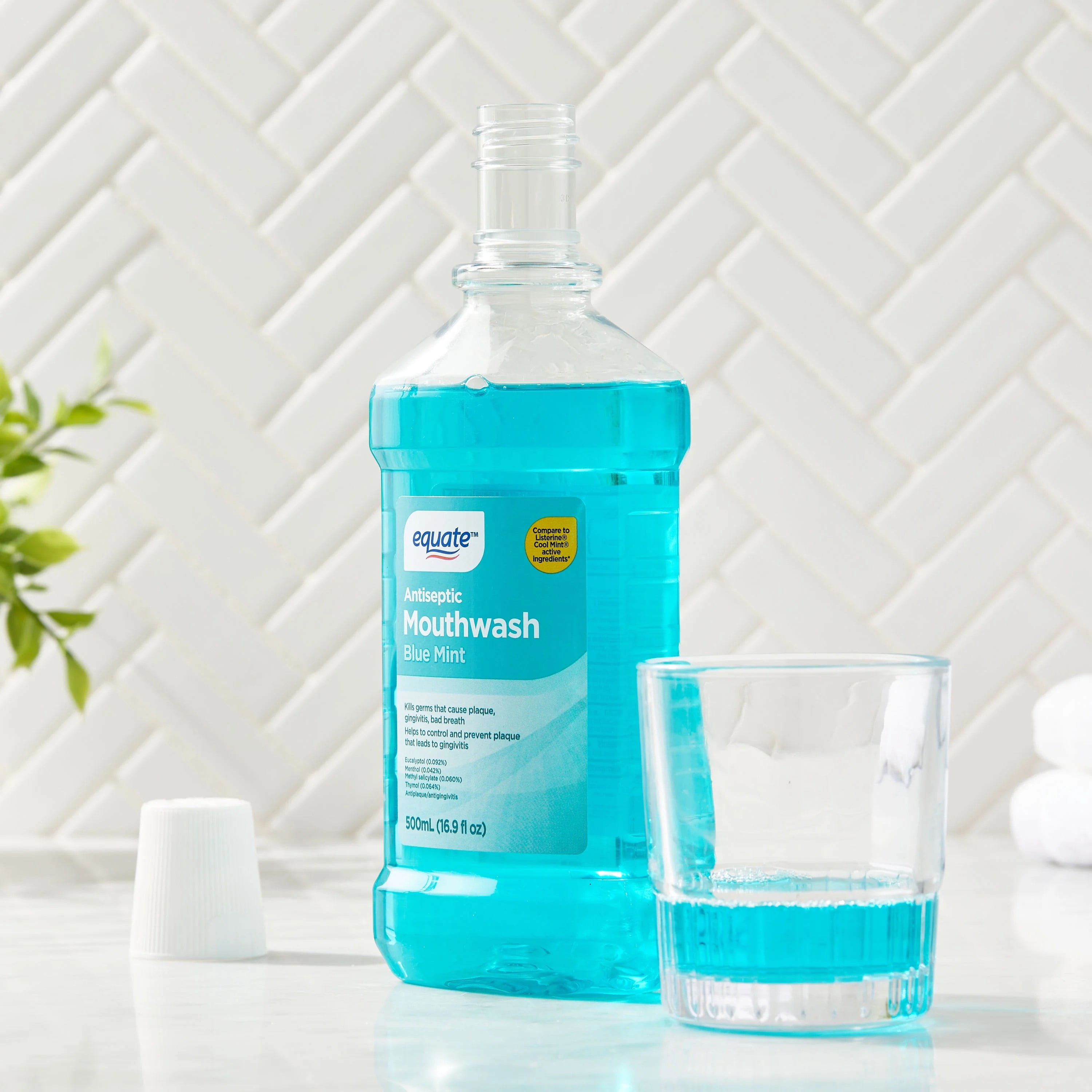 (12 pack) Equate Antiseptic Mouthwash, Blue Mint, 500 mL