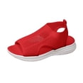 thumbnail image 5 of Rokment Womens Athletic Mesh Running Walking Nursing Tennis Sandals Lightweight Breathable Open Toe Orthopedic Slip on Sock Comfortable Memory Foam Casual Flat Summer Shoes Red Size 9.5, 5 of 6