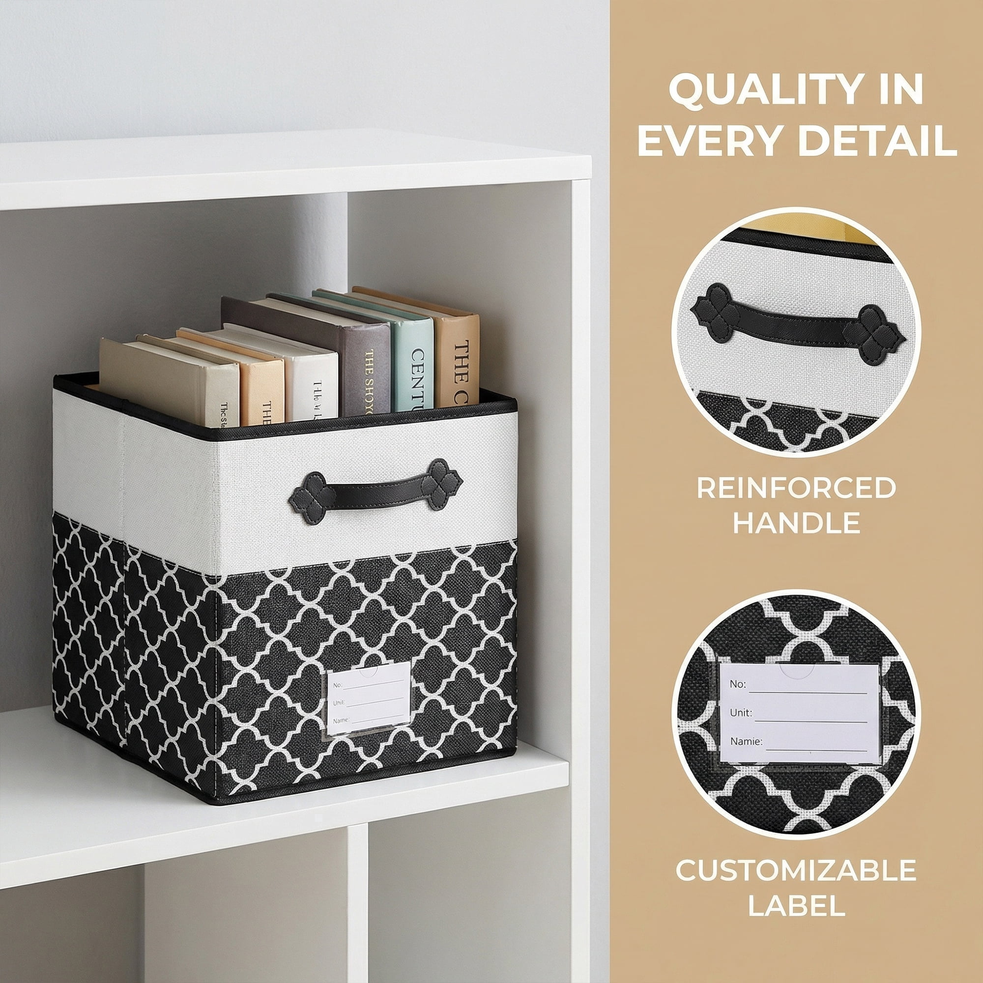 Unique Bargains Storage Basket with Handle for Organizing Objects Black 11.8"x11.8"x11.8"
