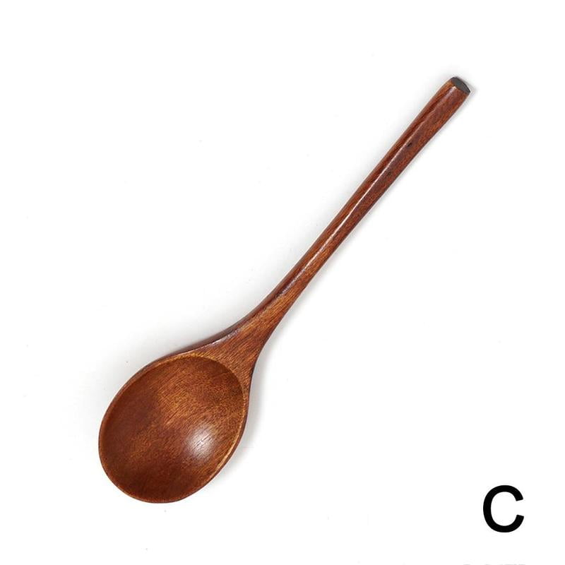 1pc Wood Wooden Spoon Long Handle Coffee Tea Mixing Spoons Soup Scoop Tableware 