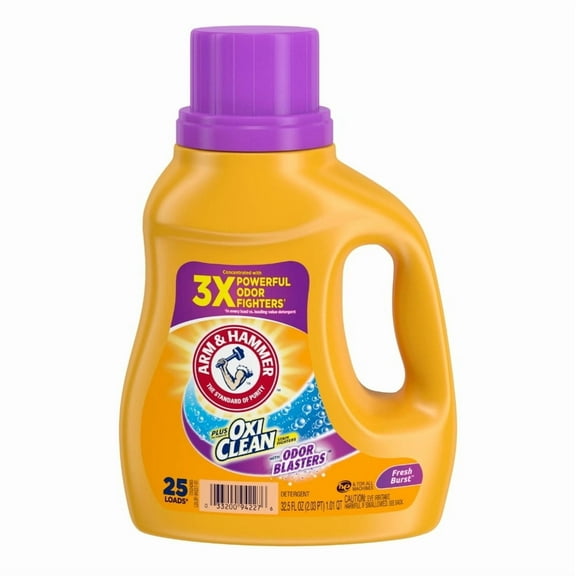 ARM & HAMMER Plus OxiClean Liquid Laundry Detergent (Pack 1) - 25 Loads, 32.5fl