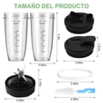 thumbnail image 2 of 8 Piezas de Repuesto para Licuadora Ninja, Aspas Licuadora para Ninja de 7 Aletas, 2 Vaso Original 24 Onzas Con Tapa, Vaso para Licuadora Ninja para Ninja Auto IQ BL2012 BN801 y m&aacute;s, 2 of 7