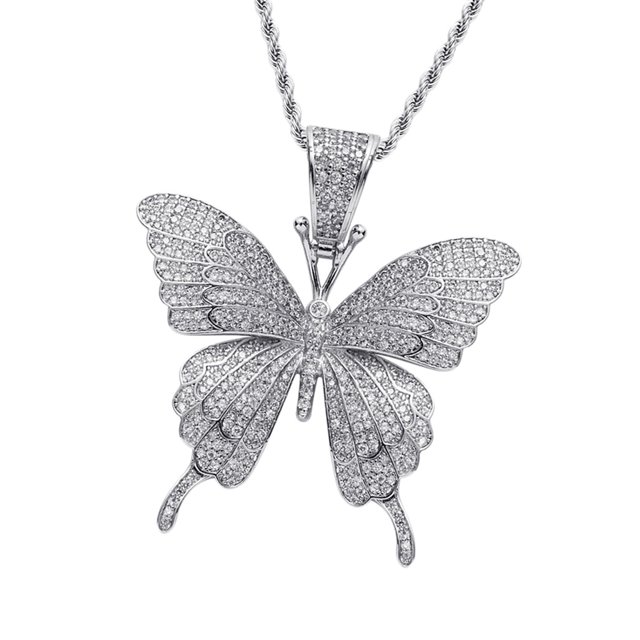 Collar de Cadena de estilo Hip Sunnimix con Colgante de mariposa y piedra de circón Plata 60 cm