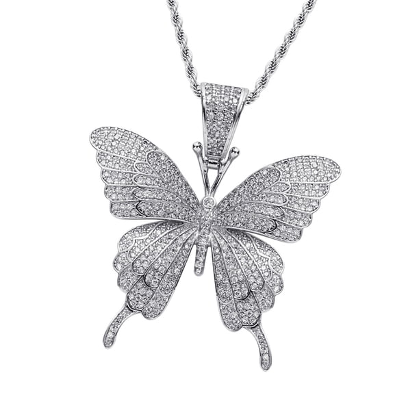 Collar de Cadena de estilo Hip Sunnimix con Colgante de mariposa y piedra de circón Plata 60 cm