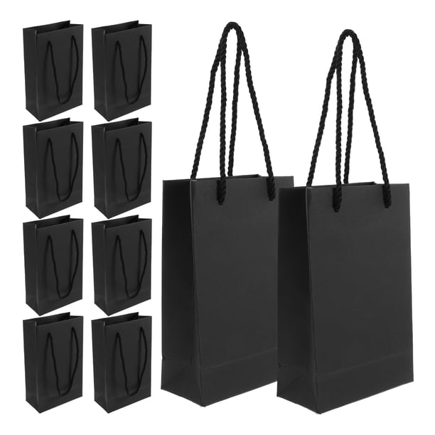unbranded 10Ud Bolsas Para Regalos De Papel Negras Pequeñas Con Asa Ideal Para Presentes