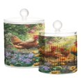 thumbnail image 2 of Wobogo Beautiful Rooster Clear Plastic Jar Large and Medium Combo Set Cotton Swabs Balls Dental Floss Sticks Cosmetic Storage Can, 2 of 6