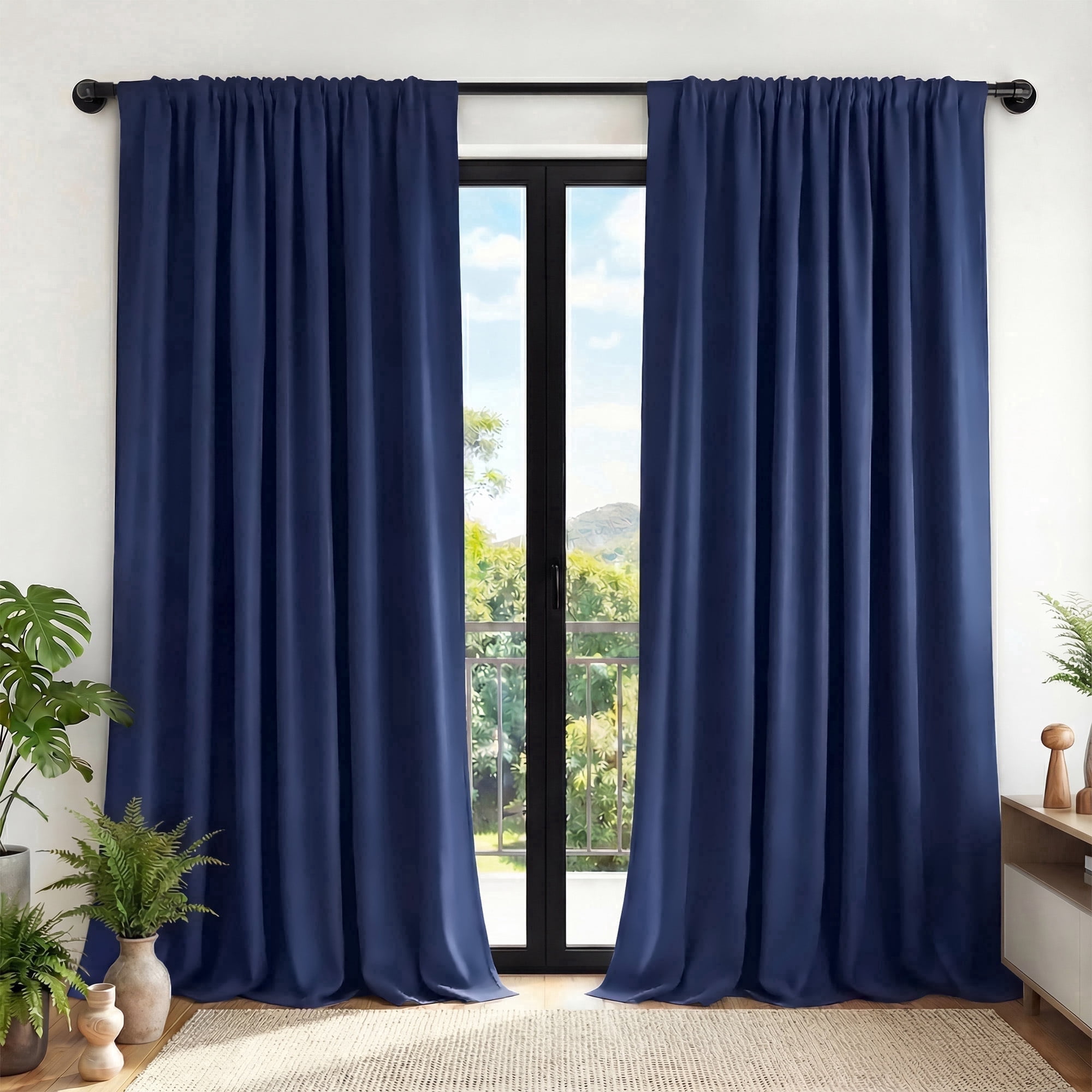 XUEYU Blackout Curtains for Bedroom 96 Inch - Window Curtains Blackout with Grommets Thermal Insulated Room Darkening Light Blocking for Living Room Windows, 2 Panels,Navy