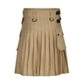 thumbnail image 3 of YLSDY Men's Soft Stretchy Lounge Shorts Utility Kilt Solid Color Traditional Scottish Tartan Kilt with Pockets Khaki M, 3 of 4