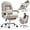Beige, variant on YANGLI Ergonomic Office Chair with Foot Rest, Criss Cross Chair with Wheels, Reclining Executive Office Chair, Mid Back PU Leather, Lumbar Support, Black