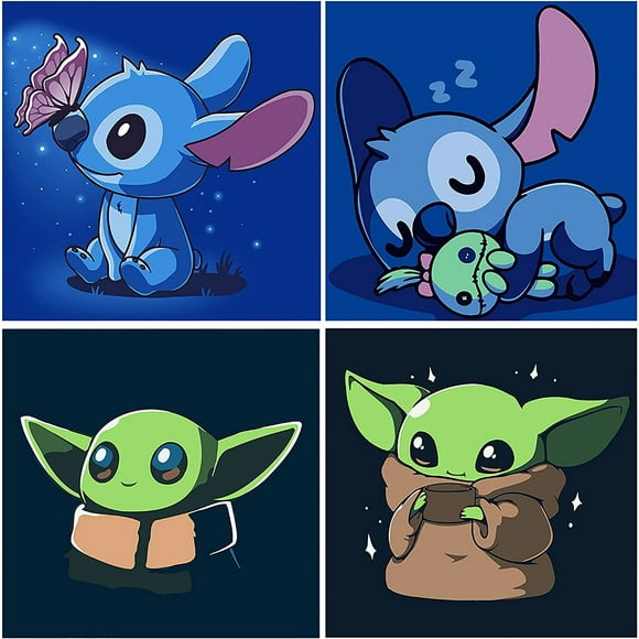 SparkleArt Ensemble de Peinture Diamant 5D - Parfait pour Adultes et Enfants! Comprend 4 Pcs pour s'Amuser DIY. Ensemble de Peinture Numérique Adapté aux Débutants avec Design de Dessin Animé. Créez des Décorations Murales Époustouflantes!