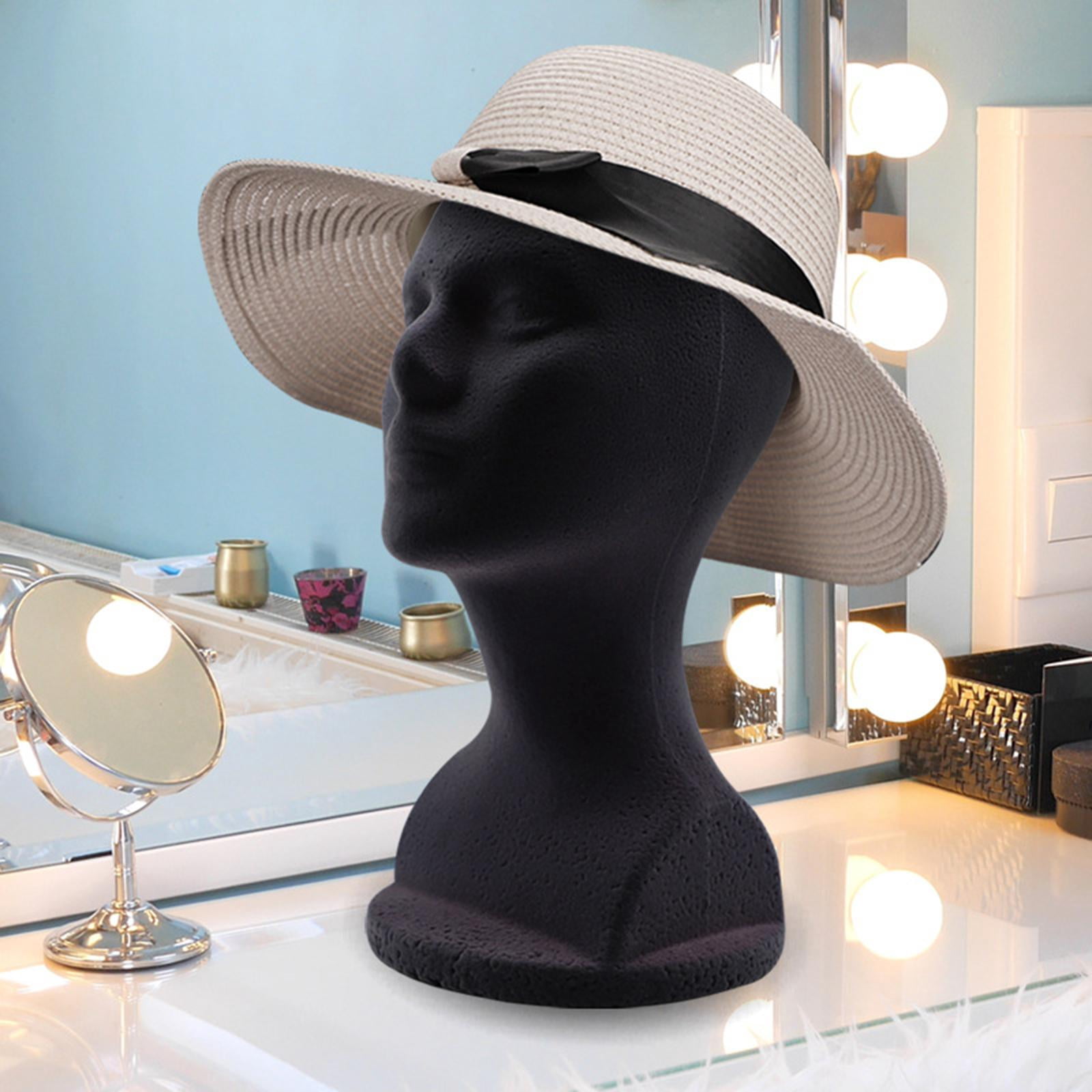 FITYLE 2xMale Foam Mannequin Head Model Hat Display Stand Black Practical Height 32cm