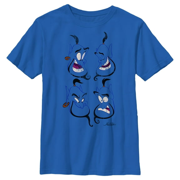 Boy's Aladdin Expressions of Genie  Graphic Tee Royal Blue Medium