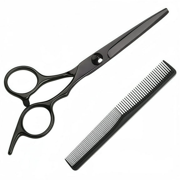Hair Cutting Scissors,6.5 Inch Professional hair cutting Set ,Thinning Shears Kit, Grooming Haircut Kit,Right Left Handed Barber Scissors- Black