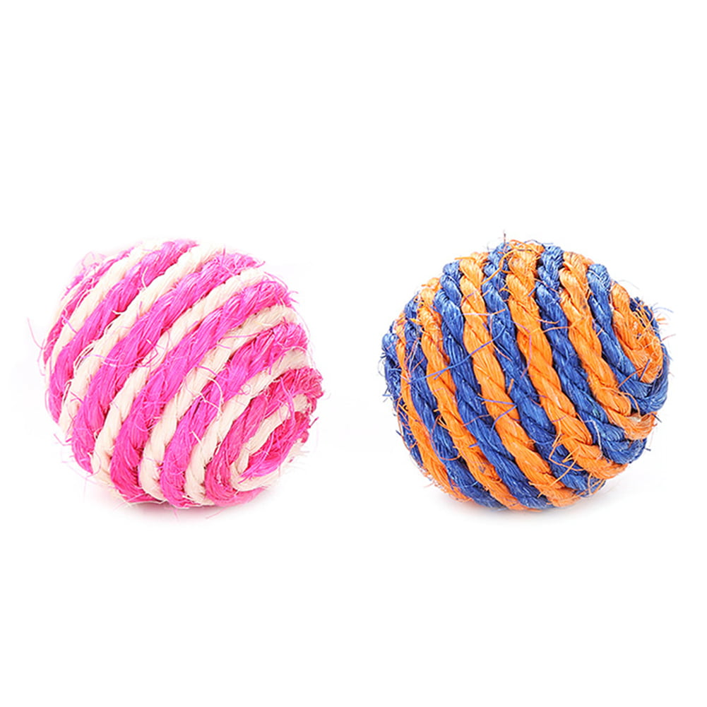 Pet Dog Scratch Catch Toys Chew Play Weave Ball Rope Bell 