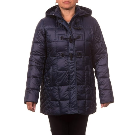 Women's Plus Size Down Blend Hooded Toggle Coat