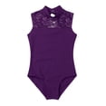 thumbnail image 4 of LiiYii Kids Girls Floral Lace Open Back Ballet Dance Leotard Sleeveless Active Skating Gymnastic Outfit Purple XL, 4 of 7