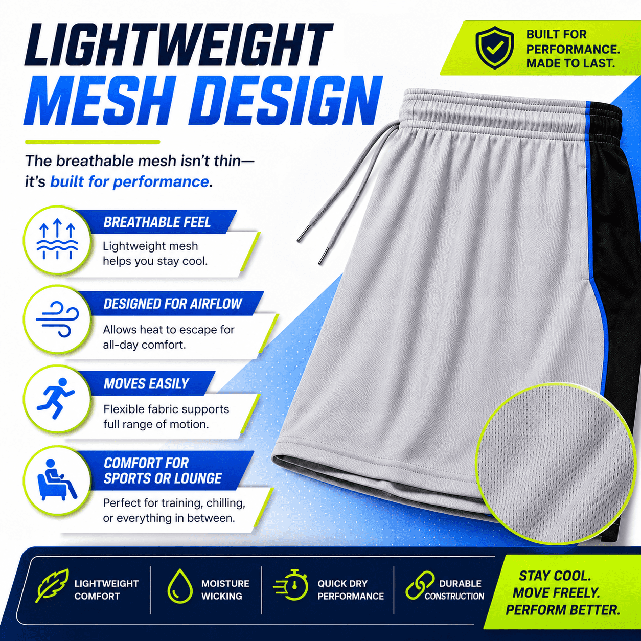 DARESAY Men’s 5-Pack Athletic Mesh Shorts with Pockets, Moisture-Wicking Basketball Gym Shorts, 9" Inseam, S-3XL