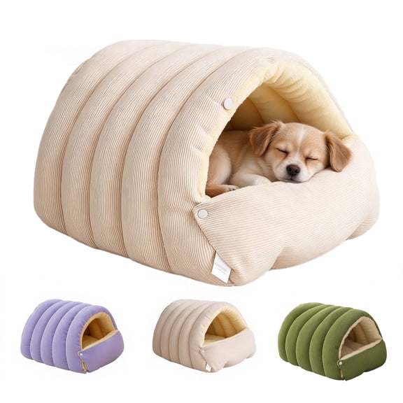 Cave Dog Bed, Indoor Cat Bed Cave Style Cozy Hideaway with Removable Washable Cover & Anti‑Slip Base Pet Nest for Cats and Dogs