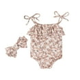 thumbnail image 1 of Kiapeise Baby Girls Printing Lace-Up Ruffles Suspender Romper + Headband, 1 of 7