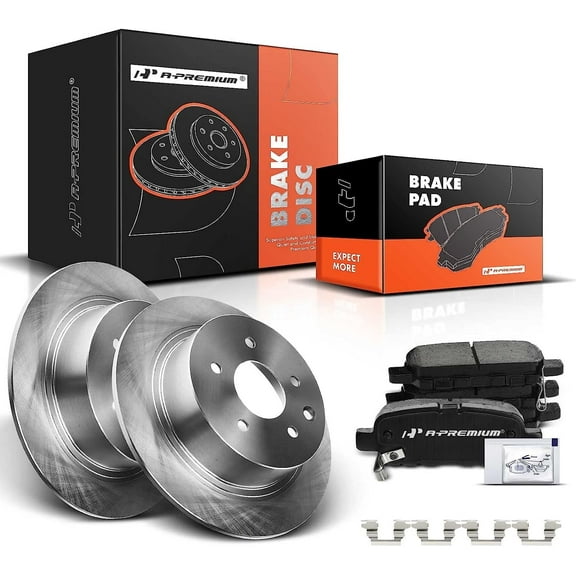 A-Premium 11.48 inch(292 mm) Rear Solid Disc Brake Rotors   Ceramic Pads Kit Compatible with Select Nissan Models - Altima 2002-2020, Juke 2011-2017, Maxima 2004-2008, Sentra 2007-2019, 6-PC Set