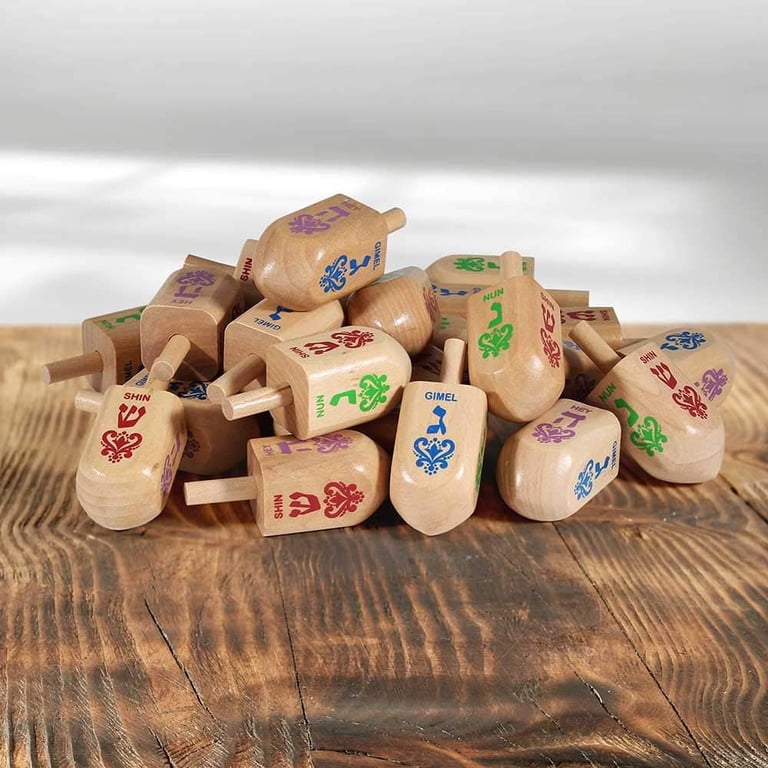 Large Natural Wood Dreidels, Pack of 25 photo 4
