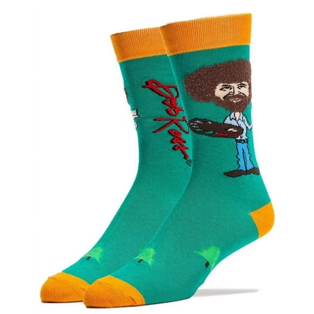 Bob Ross Fuzzy Hair Men s Crew Socks | One Size Bob Ross Fuzzy Hair Men s Crew Socks | One Size