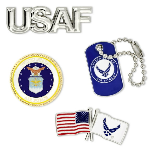 PinMart's USAF Air Force Wings Military Patriotic Dog Tag Enamel Lapel Pin Set