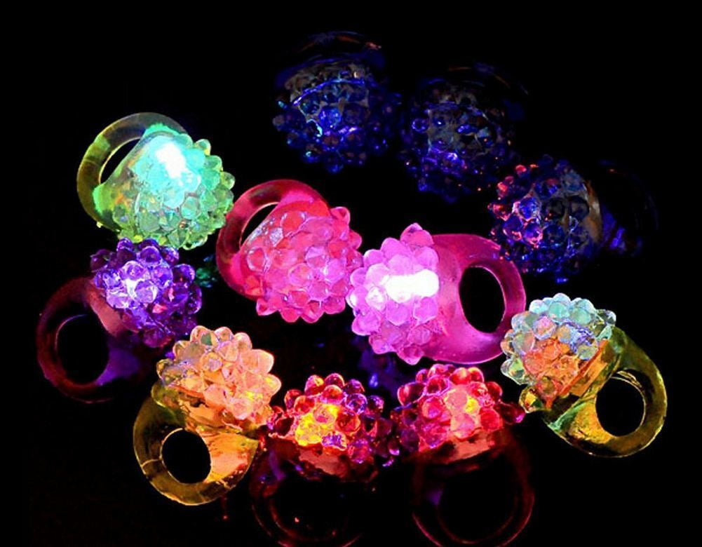 26 PCS LightUp LED Jelly Bumpy Rings Flashing Bubble Rave Party Favors